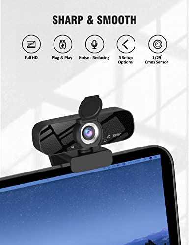 Gohero Full HD 1080P Video-Webcam und Weitwinkelkamera mit integriertem Mikrofon und drehbarem Stativ, für Laptop oder Desktop-PC, ideal für Live-Streaming, Anrufe, Videokonferenzen
