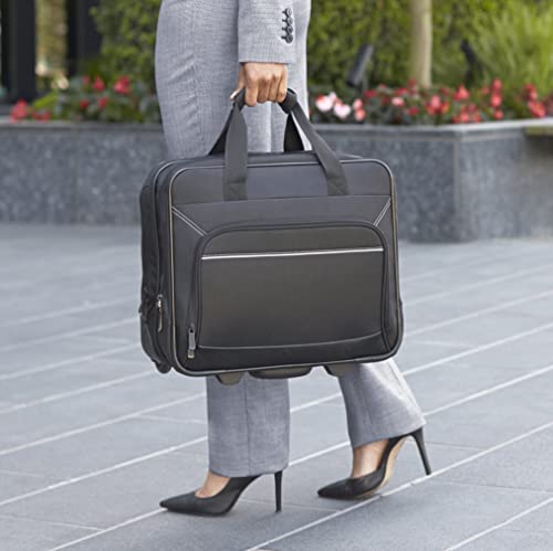 Amazon Basics - Laptop-Trolley, mit schnell laufenden Rollen und leicht zugänglicher Vordertasche - geeignet für Laptops bis 15,6 Zoll (39,6 cm), Schwarz