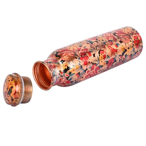Zap Impex Travellers reines Kupfer Wasserflasche Graphic Design für ayurvedische Vorteile Wasserflasche Joint Free, 900 ml