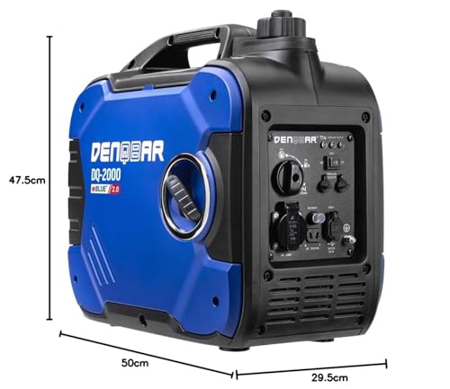 DENQBAR Inverter Stromgenerator DQ-2000 2000W Benzin Stromerzeuger mit 230V, USB Fast-Load, Superleise, 4-Takt Motor, tragbar - Für Camping, Outdoor, Baustelle, Reise, Wohnmobil und Notstromaggregat