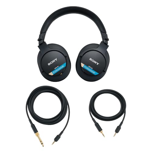 Sony MDR-M1 Studio-Kopfhörer mit geschlossenem Rücken - kabelgebunden, Ultra-Breitband-Wiedergabe (5Hz-80kHz), ideal für Studioaufnahmen und -abmischungen, leicht (216g), 2 abnehmbare Kabel, schwarz