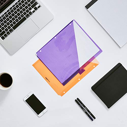 Amazon Basics Kunststoff-Trennblätter mit 2 Taschen, 3 Stück, Mehrfarbig, letter size