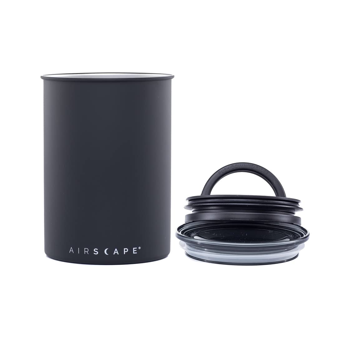 Airscape Kaffeebehälter aus Edelstahl – Vorratsbehälter für Lebensmittel – Patentierter luftdichter Deckel – Erhaltung der Lebensmittelfrische durch überschüssige Luft (Medium, Mattschwarz)