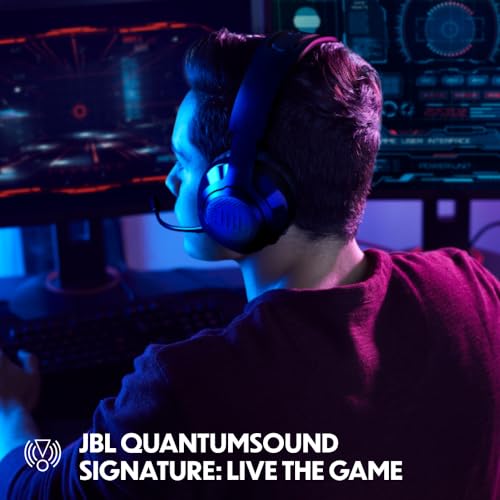 JBL Quantum 350 Over-Ear Gaming Headset – Wireless 2.4 GHz und USB-C-Anschluss – Mit abnehmbarem Boom Mic und QuantumSurround Sound – Schwarz