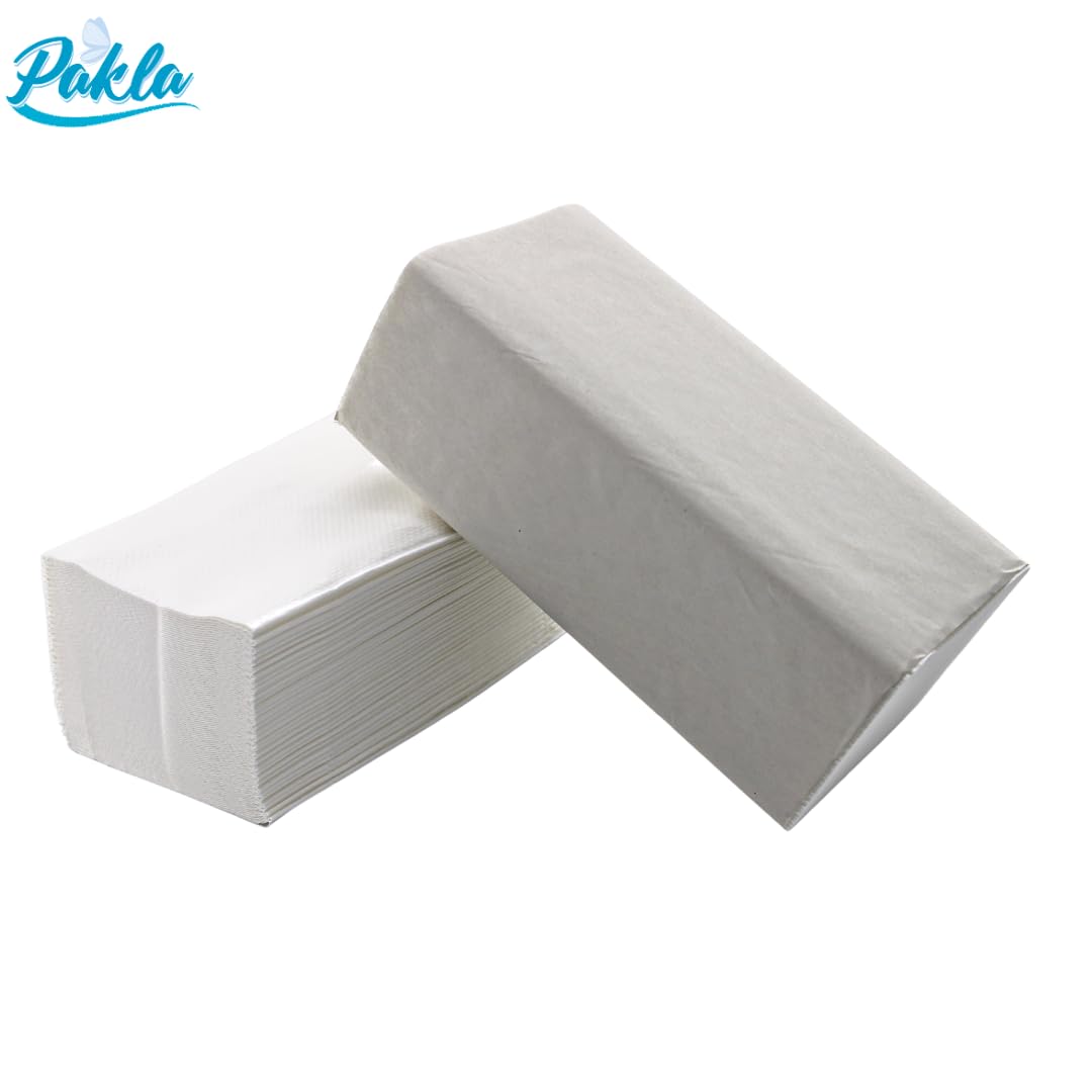 Enpack Pakla 4000 Blatt Weiße Papierhandtücher - 2-lagig, 25 x 23 cm ZZ-Falz - Universal Einweghandtücher für Spender - Allzweck Papiertücher - Einmalpapier, Spendergeeignet