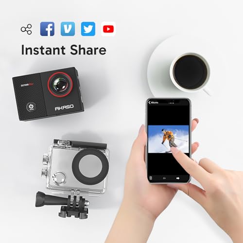 AKASO Action Cam 4K 20MP WiFi 40M Unterwasserkamera Wasserdicht Ultra HD Touchscreen Einstellbar Weitwinkel EIS Actioncam mit 2.4G Fernbedienung und 25 Zubehör Kit