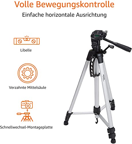 Amazon Basics Leichtes Kamera-, DSLR- und Fernglasstativ mit Tasche, 1.52 m, Schwarz