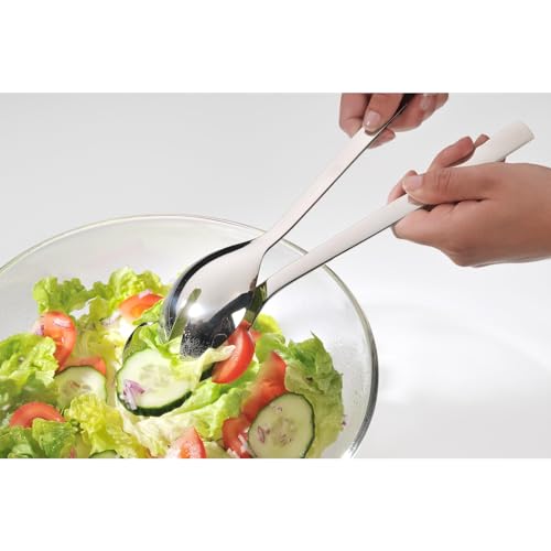WMF Nuova Salatbesteck 30 cm, groß, Salatgabel und Servierlöffel, Cromargan Edelstahl poliert, spülmaschinengeeignet