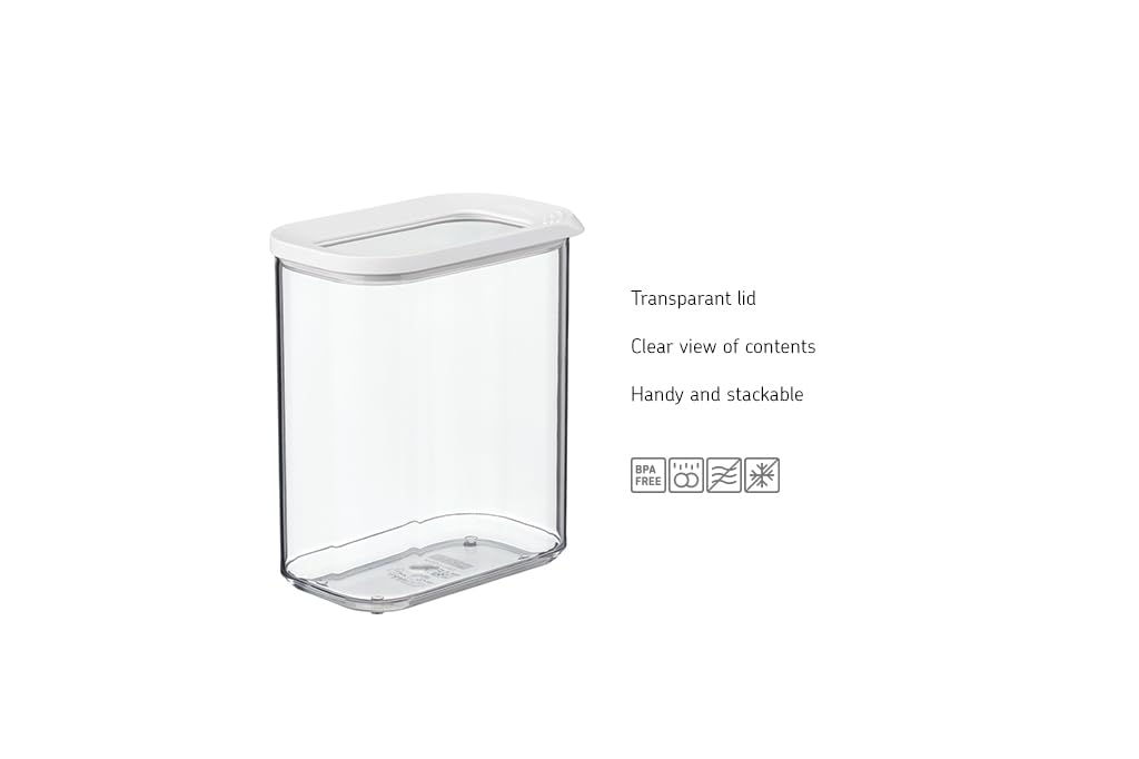 Mepal Transparente Vorratsdosen mit Deckel - Lebensmittelbehälter Rechteckige - Küchenorganizer & Aufbewahrungsbox aus Kunststoff - Vorratsbehälter Luftdicht & Stapelbar - 425 ml - White