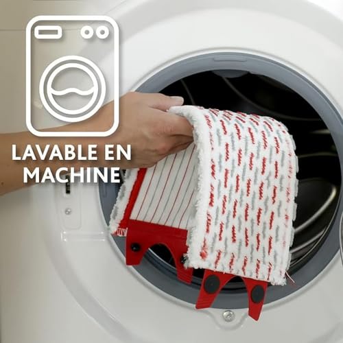 Vileda Ultramax Power Wischer Nachfüllpack, Mikrofaser, Blanc/Rouge Nachfüllpackung für Flachbesen, weiß/rot, 2 Stück (1er Pack)
