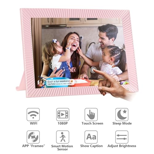 Cytem 10.1 Zoll Digitaler Bilderrahmen | WLAN mit FrameO Software | 32GB | Bewegungssensor | Automatische Bilddrehung |16:10 IPS Display 1280x800 | Touch-Screen | Pink