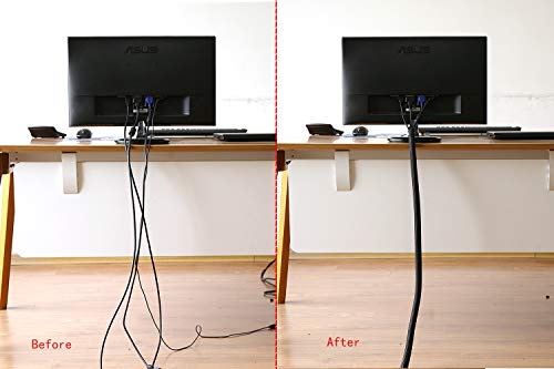 Alex Tech 13mm-3.1m selbstschließend Kabelschlauch gewebter Kabelmantel Kabelschutz zuschneidbar Schwarz Für TV Computer Heimkino Automobilkabel zu Hause und im Büro