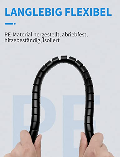 shinfly 2 x 1.5m Kabelschlauch Selbstschließend Schwarz, Durchmesser 16mm+22mm Flexibel Kabelkanal mit 20pcs Kabelbinder, 5 Kabelclips, 1 Drahtführungsclip, Kabelschutz Kabelmanagement für TV Computer