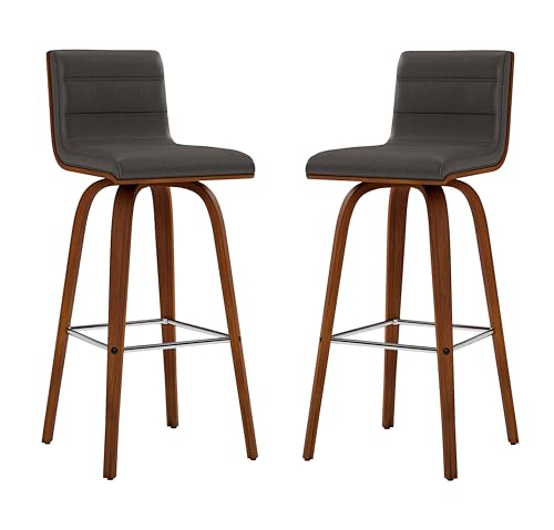 Armen Living lcvibagrwa30 Vienna 76,2 cm Bar Höhe Barhocker in GRAU Kunstleder und Walnuss Holz-Finish