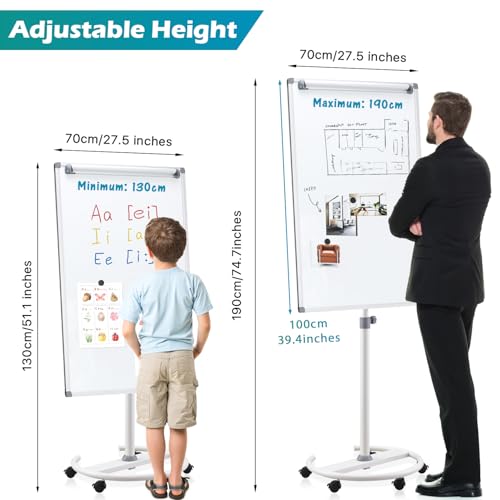 MAKELLO Flipchart,Whiteboard Mobil mit Rollen,Flipcharts für Büro mit Rollen