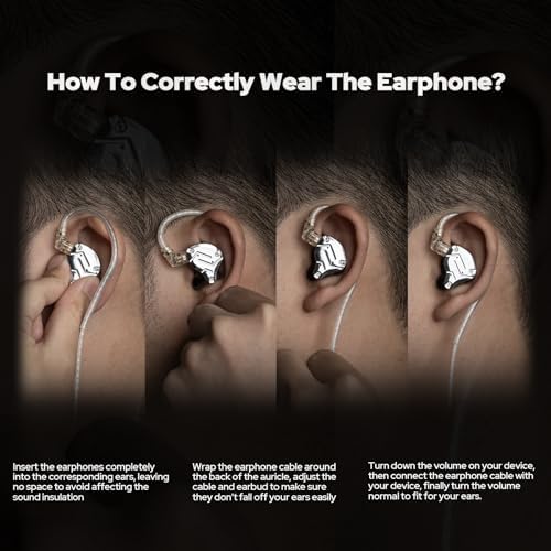LINSOUL KZ ZS10 Pro,4BA+1DD 5 Treiber In-Ear-Monitor,HiFi Kabelgebundene Ohrhörer,Gaming-Kopfhörer,Hybrid IEM Kopfhörer mit Edelstahlfrontplatte,abnehmbares versenktes 2Pin Kabel (Ohne Mic,Schwarz)