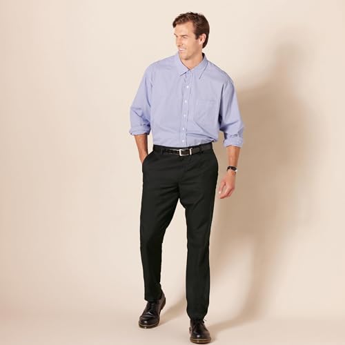 Amazon Essentials Herren Flatfront-Anzughose in schmaler Passform, Schwarz, 33W / 32L