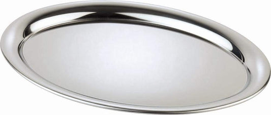 APS Serviertablett „Kaffeehaus“, klassisches Wiener Kaffeehaus Tablett, Edelstahl Tablett, hochglanzpoliert, oval, Rand eingerollt, 26,5 x 19 cm, 0,5 cm Höhe