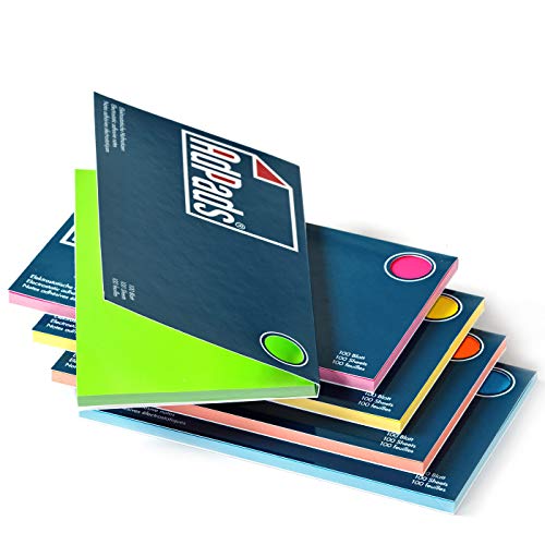 AdPads® elektrostatisch selbstklebende Moderationskarten | 175 x 100mm, 500 Blatt, Set Bunt | Große 