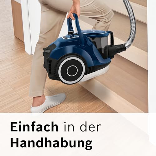 Bosch Staubsauger beutellos Serie 6 BGC41X36, Bodenstaubsauger, ideal für Allergiker, Hygiene-Filter, Bodendüse für Parkett, Teppich, Fliesen, Starke Saugleistung, leise, 700 W, blau