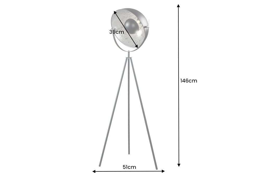 Moderne Design Stehlampe STUDIO schwarz Blattsilber Optik 145cm Stehleuchte Lampe