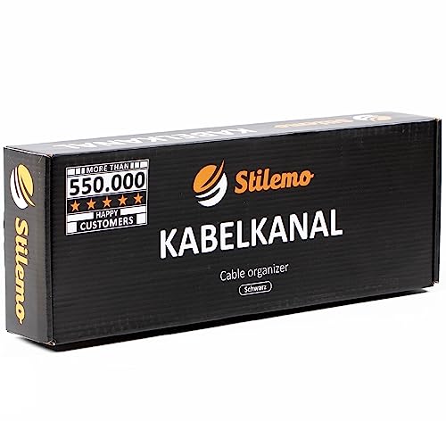 Stilemo Kabelkanal Schreibtisch ohne Bohren - Kabelmanagement Schreibtisch für Ordnung am Arbeitsplatz ohne Schrauben - Kabelhalter Kabelwanne Tisch - Kabelkanal mit Klemme - 39x13x16cm - Schwarz