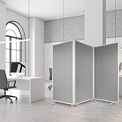 Floordirekt Filz Stellwand mobile Stellwandsystem 3-teilig - Filztafel Pinnwand mit Rollen - Trennwand Raumteiler - Präsentationswand Messewand - doppelseitig nutzbar (180 x 60 x 180 cm, Grau)