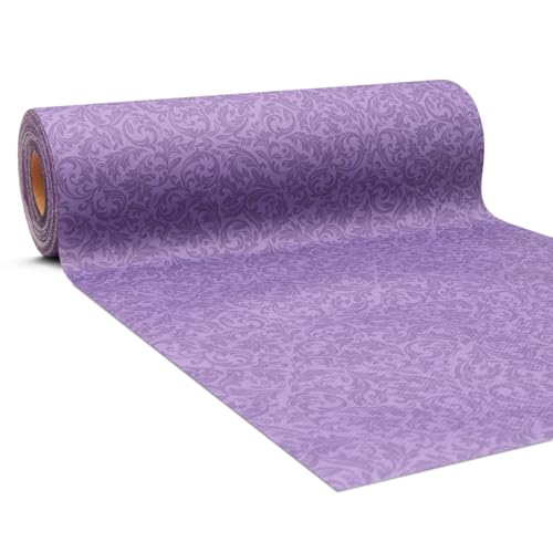 GRUBly Tischläufer Tischband LILA / VIOLETT Ornament, Luxus AIRLAID, 30cm x 20m, Tischdekoration für Hochzeit, Geburtstag, Jubiläum, Party