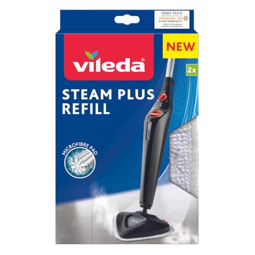 Vileda Steam Dampfreiniger Ersatzpads, Wischbezug aus Mikrofasern, für alle Böden, 2er Pack