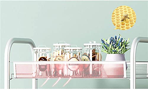 MHBGX Multifunktionaler Vorratswagen,Getränke-Food-Service-Tablettwagen 3-Stufiger Mobiler Karbonstahl Mit Bremse Universalrad, Kapazität 10 Kg Pro Schicht Küchen-Lagerwagen Mehrzweck-Handwagen,Silbe
