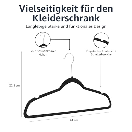 Amazon Basics - Samtbügel für Anzüge, 30er-Pack, Schwarz