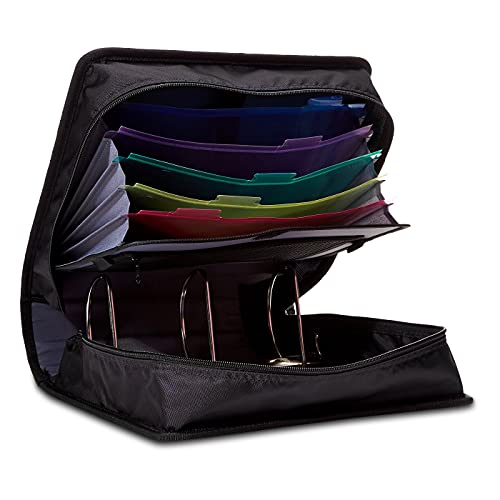 Amazon Basics - Ringbuch mit 3 Ringen und Reißverschluss - D-Ring, 10,16 cm, Schwarz