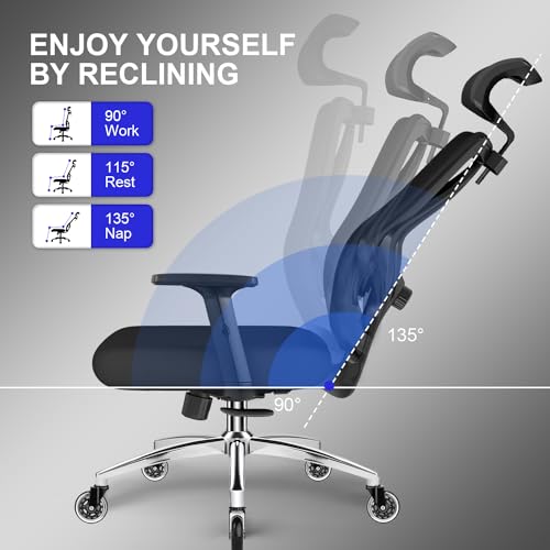 Daccormax Bürostuhl, Ergonomisch, bequem Chefsessel aus Netzstoff, VerstellbarerLordosenstütze,Kopfs
