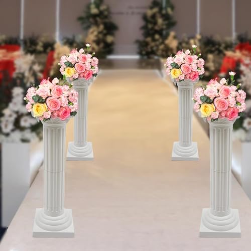 Römische Säulen für Hochzeiten, 4 Stück, Event-Dekoration, Pflanzenständer, Podest, Dekoration, Party, Blumentopf-Säulen für elegante Dekoration