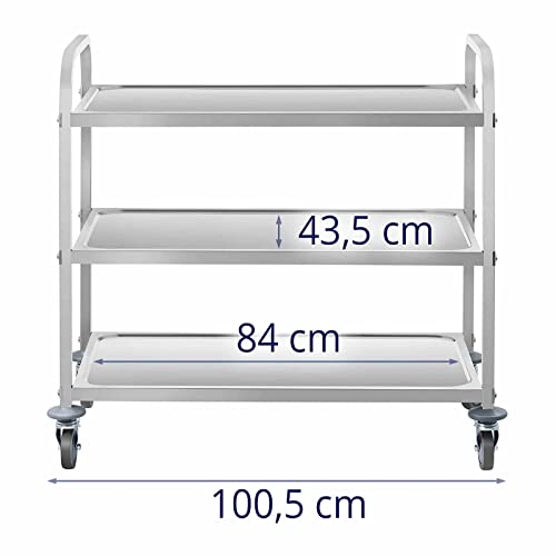 Royal Catering RCSW-6.2 Servierwagen Edelstahl 3 Böden Küchenwagen mit Rollen Edelstahlwagen