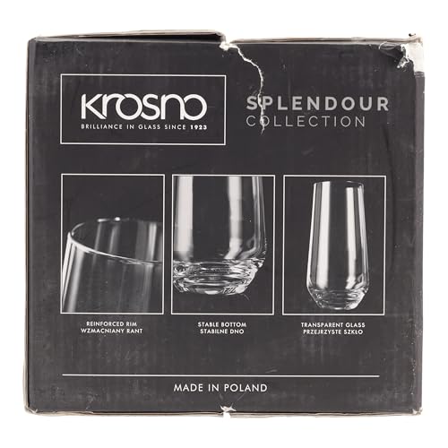 Krosno Wassergläser Longdrinkgläser Trinkgläser | Set von 6 | 480 ML | Splendour Kollektion | Perfekt für zu Hause, Restaurants und Partys | Spülmaschinenfest