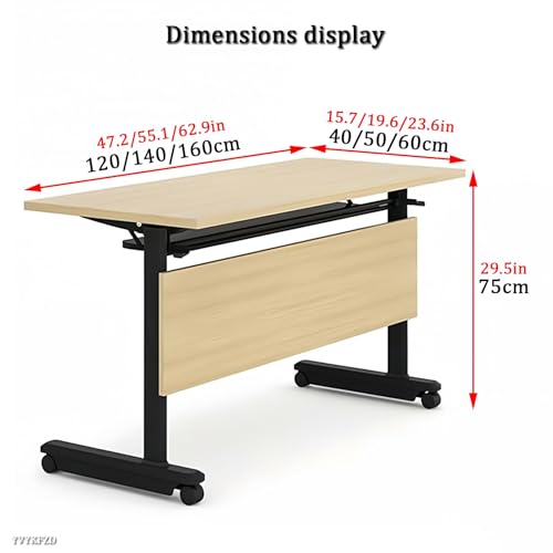 Tragbarer mobiler Konferenz-Tisch mit Klappdeckel, stapelbar auf Rollen, Leitblech, einfache Montage, 120 x 39,9 x 74,9 cm