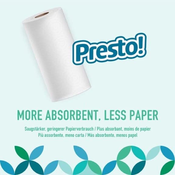 Amazon-Marke: Presto! TAD Küchenrolle, Extra Saugfähig, 32 Rollen (4 Rollen, 8-er Pack), 51 Blätter pro Rolle, Auswringen und Wiederverwenden, FSC-zertifiziert