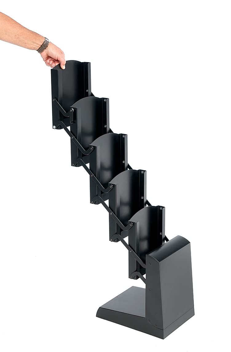 DISPLAY SALES | Faltprospektständer BLACK | 5 x DIN A4, schwarzer Stahlblech Bodenprospektständer Hochformat Faltprospektständer (Schwarz, A4) | inkl. Tragetasche