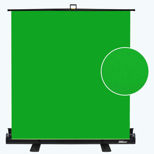 EMART Green Screen 165x220cm, Roll-up Panel Greenscreen Fotohintergrund, Grüner Foto Hintergrund mit Ständer für Fotostudio, Streaming, Videokonferenzen, TikTok, Zoom