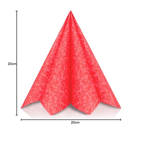 GRUBly® Servietten ROT, Stoffähnlich [50 Stück], Hochwertige rote Servietten, Tischdekoration für Jubiläum, Hochzeit, Geburtstag, Feiern, 40x40cm, AIRLAID QUALITÄT