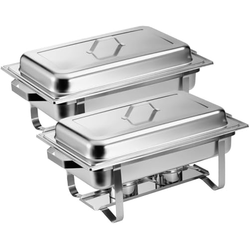 ZORRO - 2X Chafing Dish Speisewärmer - 15-Teilig - inkl. Behälter - Wärmebehälter für Speisen - Edelstahl Buffet-Set - Profi Set - Gastro Qualität - Rechaud für Catering