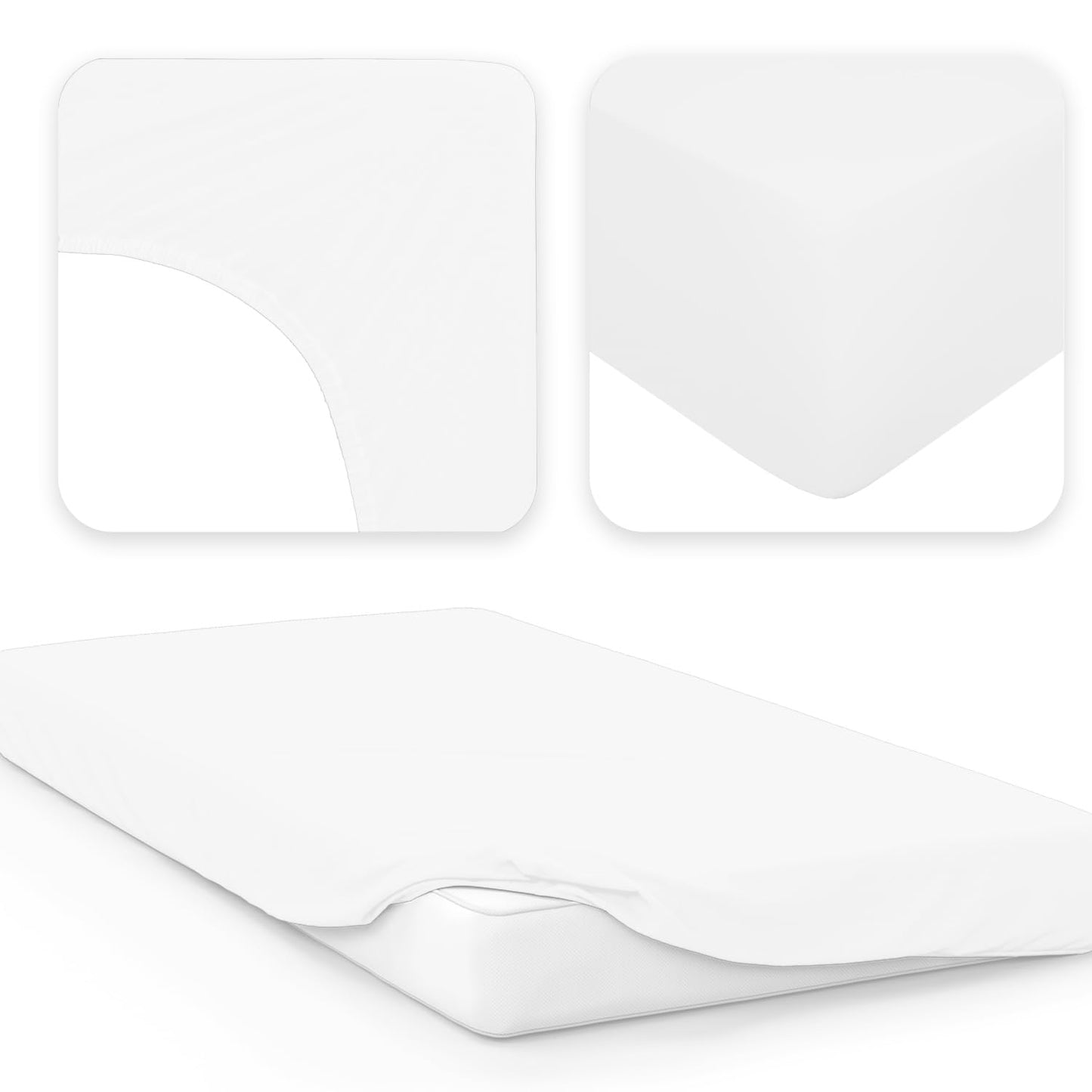Jacobson Jersey Spannbettlaken Spannbetttuch Baumwolle Bettlaken (120x200-130x200 cm, Weiss)