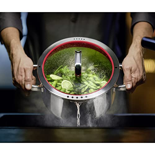 WMF Function 4 Topfset Induktion 4-teilig, Cromargan Edelstahl poliert, Glasdeckel mit 4 Abgießfunktionen, Induktionstöpfe, Innenskalierung
