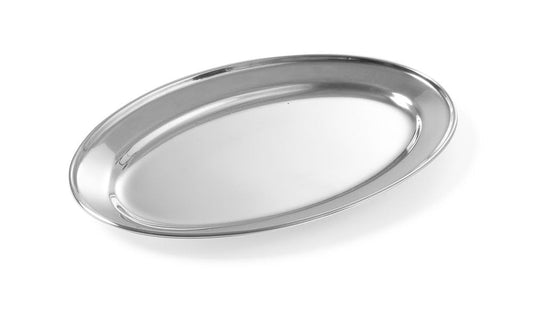 HENDI Serviertablett, Oval, Catering, Sandwichplatte, Tablett Edelstahl, 245x170x(H) 20mm, Edelstahl