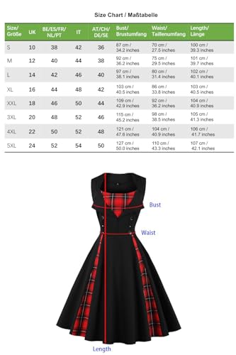 Axoe Damen 50er Jahre Vintage Kleid,Navy,3XL (48 EU)