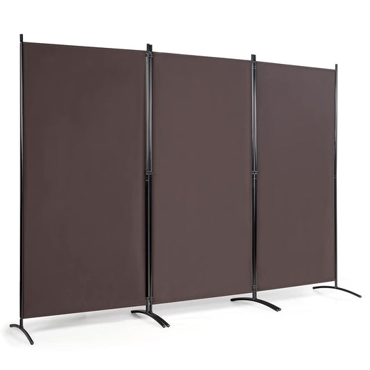 COSTWAY 260 x 183cm Raumteiler, Paravent 3 teilig klappbar, Trennwand Wandschirm aus Metall & Polyester, Sichtschutz Room Divider Innen für Zuhause Büro Terrasse (Kaffee, 3-teiliger)