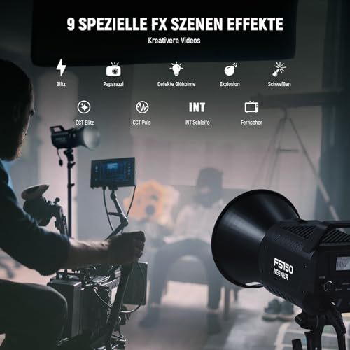 NEEWER COB LED Videoleuchte, 2,4G/APP Steuerung, 5600K Tageslicht, Dauerlicht mit Bowens Halterung, 