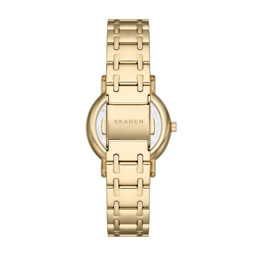 Skagen Signatur Uhr für Damen, Quarzwerk mit Edelstahl- oder Lederarmband, Gold-Ton, 30MM