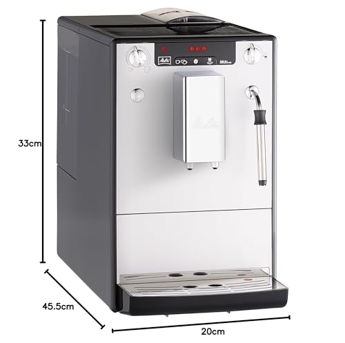 Melitta Solo & Milk - schlanker Kaffeevollautomat mit Milchaufschäumer, Kaffeemaschine mit abnehmbarem Wassertank, für z. B. Kaffee oder Cappuccino, silber